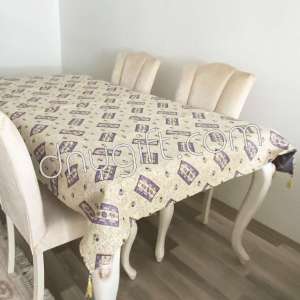 140x200 Turkish Kilim Table Cloth Cream-purple 4