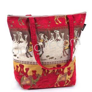 Authentic Camel Patterned Bucket-shoulder Bag In Red