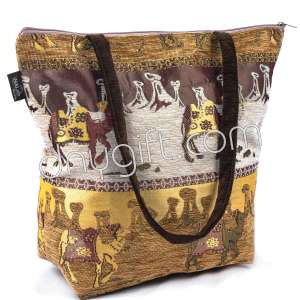 Authentic Camel Patterned Bucket-shoulder Bag In Brown