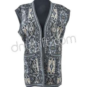 Kilim Desen Yelek Gri (XL)