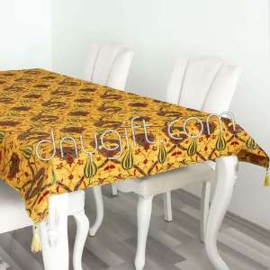 140x200 Turkish Kilim Table Cloth Mustard 1893