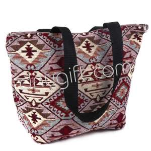 Turkish Tapestry Beach Bag Lila - Cream