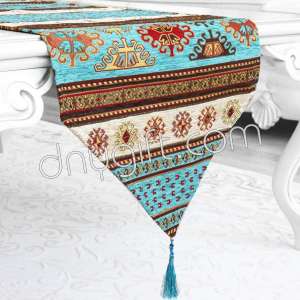 40x180 Turkish Luxury Patterned Turquois-cream Runner 2497