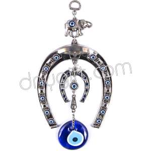 Double Horse Shoe Turkish Evil Eyes Beaded Wall Hanging Ornament Big Size