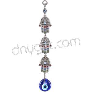 Triple Hand Of Fatimah Turkish Evil Eyes Beaded Wall Hanging Ornament
