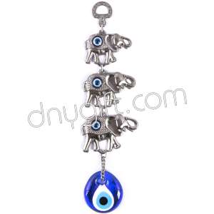 Triple Elephant  Turkish Evil Eyes Beaded Wall Hanging Ornament