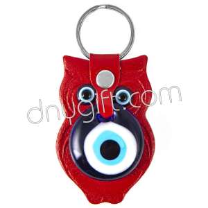 Red Owl Faux Leather Key Chain 