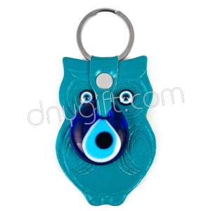 Green Owl Faux Leather Key Chain