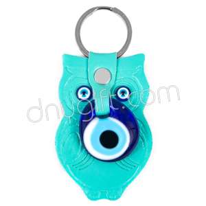 Green Owl Faux Leather Key Chain