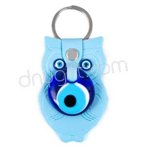 Navy Blue Owl Faux Leather Key Chain
