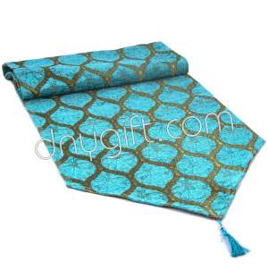 40x180 Turkish Peacock Patterned Turquois Runner