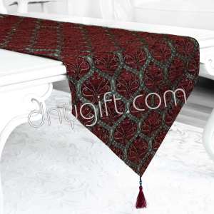 40x180 Turkish Peacock Patterned Claret Red Runner