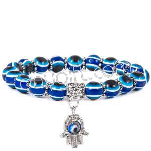 Turkish Designed Evil Eye Beaded Bracelet With The Hand Of Fatimah