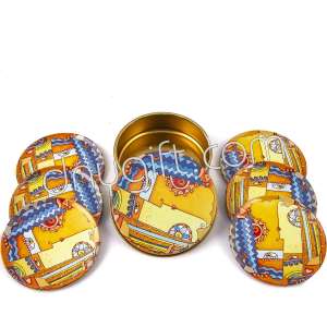 6 Pieces Of Cappadocia Patterned Coaster Packaged In Metal Box