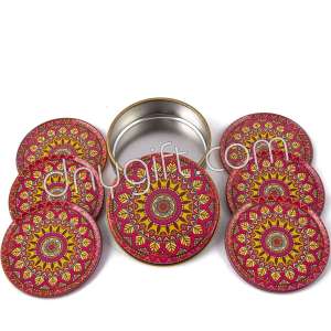 6 Pieces Of Cappadocia Patterned Coaster Packaged In Metal Box