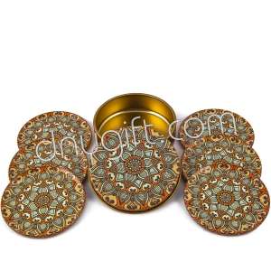 6 Pieces Of Cappadocia Patterned Coaster Packaged In Metal Box