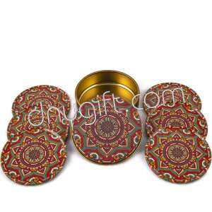 6 Pieces Of Cappadocia Patterned Coaster Packaged In Metal Box