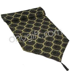 40x180 Turkish Peacock Patterned Black Runner