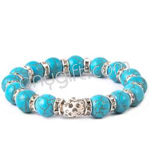 Turkish Designed  Bracelet With Turquois Beads And Glassy Evil Eye 