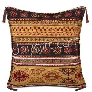 45x45 Kilim Desing Brown Turkish Cushion Cover