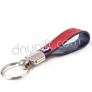 Faux Leather Stripe Key Chain Red