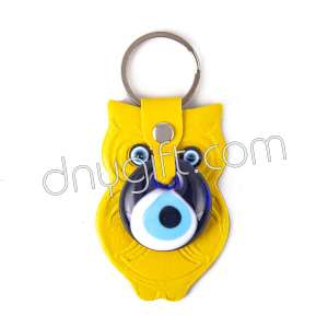 Yellow Owl Faux Leather Key Chain