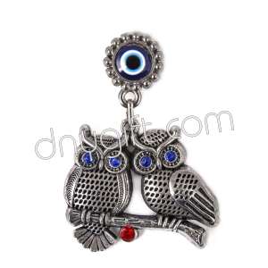 Turkish Design Metal Double Owl Shaped Fridge Magnets