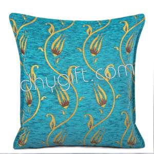 45x45 Cotton Fabric Ivy Cushion Cover Turquois