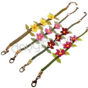 Needle Lace Three Flower Bracelet