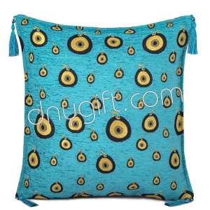 45x45 Evil Eye Amulet Designed Turquoise Turkish Cushion Cover