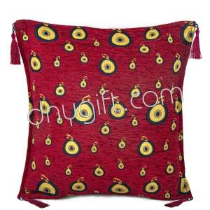 45x45 Evil Eye Amulet Designed Red Turkish Cushion Cover