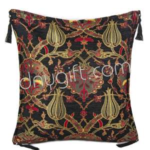 45x45 Tile Desing Black Turkish Cushion Cover