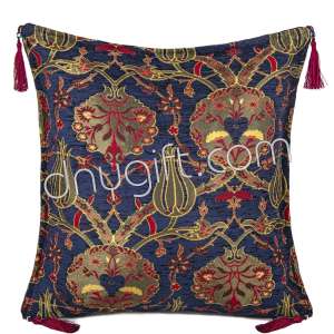 45x45 Tile Desing Navy Blue Turkish Cushion Cover