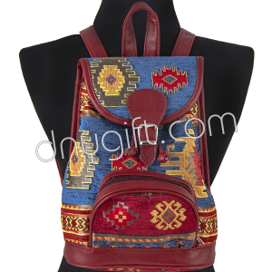 Jade Model Turkish Traditional Patterned Back Pack In Claret Red-blue