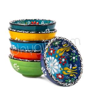 5 Cm Turkish Ottoman Embossed Pattern Ceramic Bowl