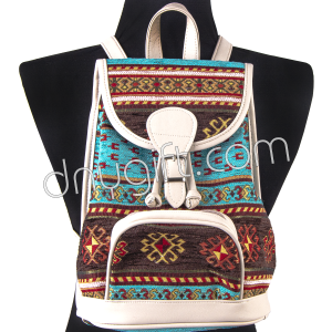 Jade Model Turkish Traditional Patterned Back Pack In Turquois-brown