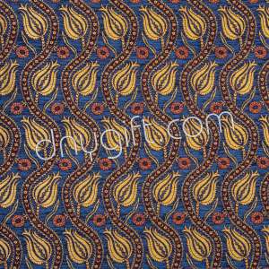 Turkish Tulip Patterned Blue Chenille Fabric