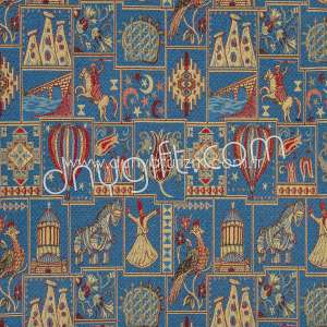 Tapestry Kilim Fabric Turquoise