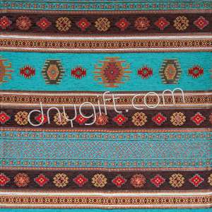Turkish Killim Patterned Brown-turquois Fabric