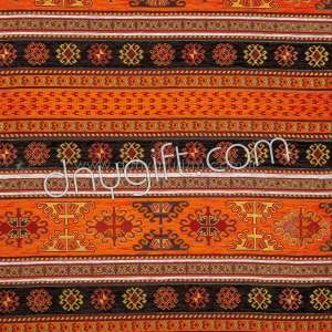 Turkish Killim Patterned Orange-brown Fabric