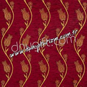 Turkish Ivy Patterned Claret Red Fabric
