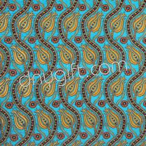 Turkish Tulip Patterned Turquois Chenille Fabric
