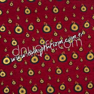 Evil Eye Red Chenille Kilim Fabric