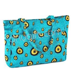 Double Pocketed Turkish Beach Bag Blue