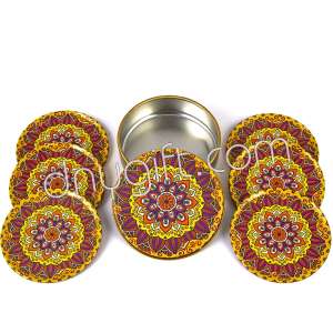 6 Pieces Of Cappadocia Patterned Coaster Packaged In Metal Box
