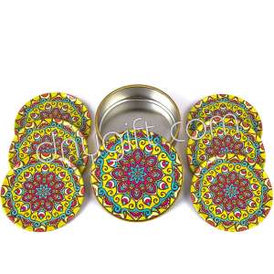 6 Pieces Of Cappadocia Patterned Coaster Packaged In Metal Box