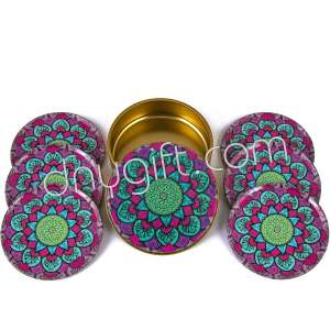 6 Pieces Of Cappadocia Patterned Coaster Packaged In Metal Box