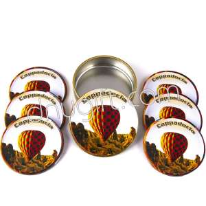 6 Pieces Of Cappadocia Patterned Coaster Packaged In Metal Box