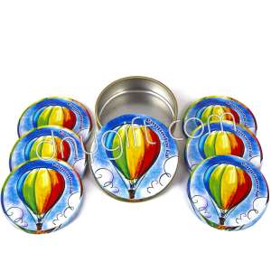 6 Pieces Of Cappadocia Patterned Coaster Packaged In Metal Box