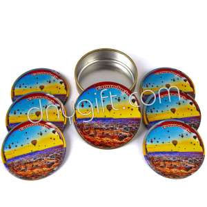 6 Pieces Of Cappadocia Patterned Coaster Packaged In Metal Box